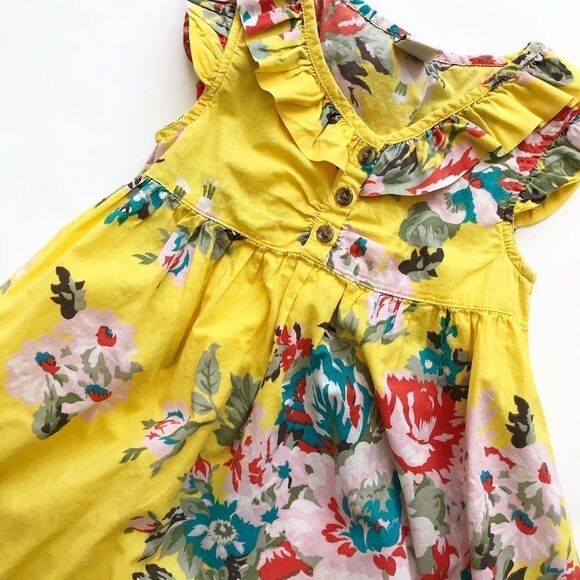 Old Navy yellow big floral print dress VGUC 5T - Picture 2 of 4